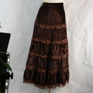 TangoMango Collection Velvet Tiered with Lace/beads/Sequins Skirt